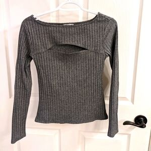3 for $15 grey long sleeve top with cut out